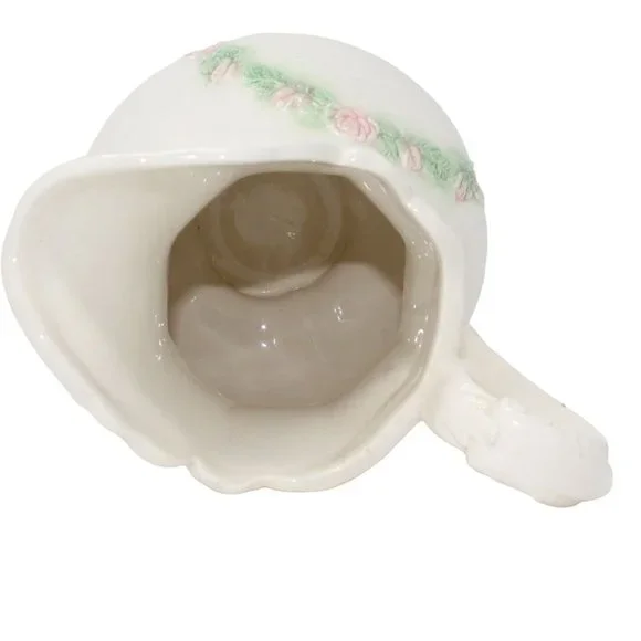 Vintage Sittre Ceramic Pink Green Floral Embellished  Replacement Pitcher 1978 - Picture 2 of 5